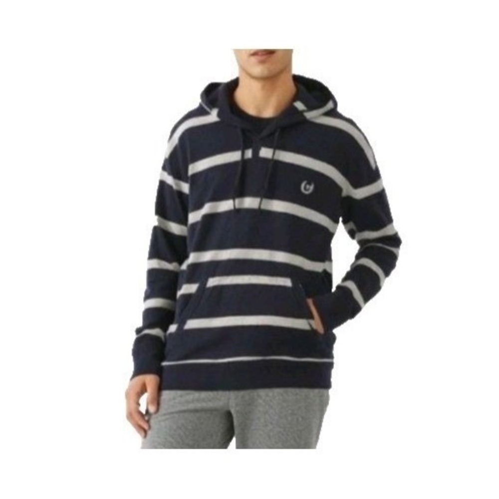 Chaps Mens XL Striped Hoodie Sweatshirt Pullover‎ Fleece Kangaroo Pocket